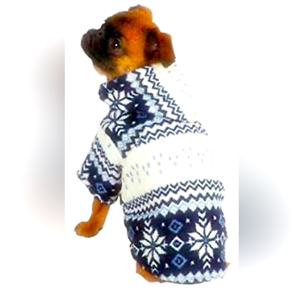 Casual Canine Fleece Dog Hoodie Winter Sweater Snowflake Adjustable Closure